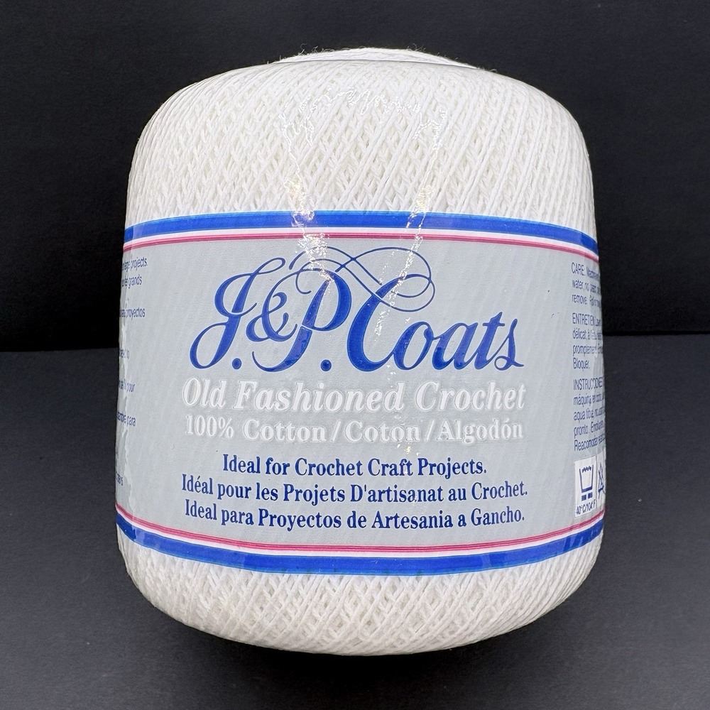 JP Coats Old Fashioned‎ Crochet Cotton White Thread 400 yds Size 10 #365